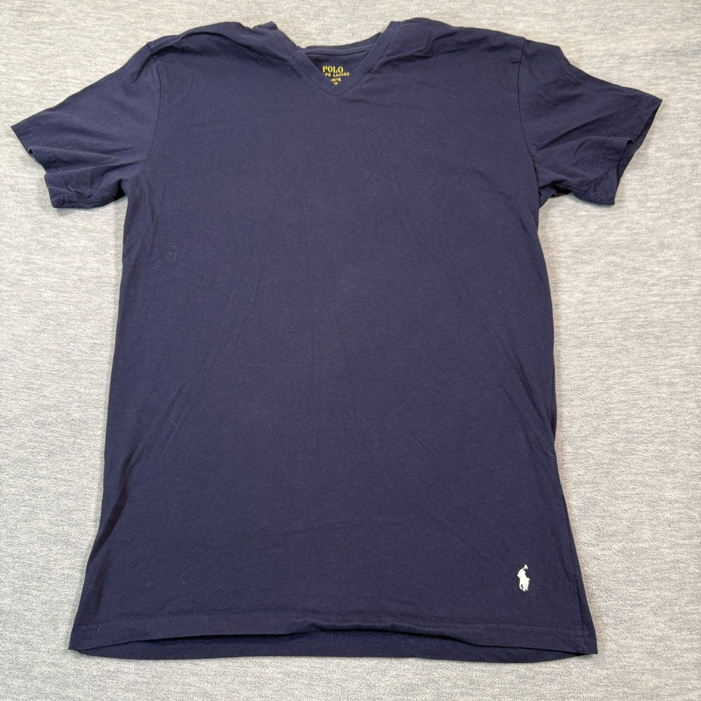 Polo Ralph Lauren Shirt‎ Men XL Blue V-Neck Short Sleeve Pony Logo Solid